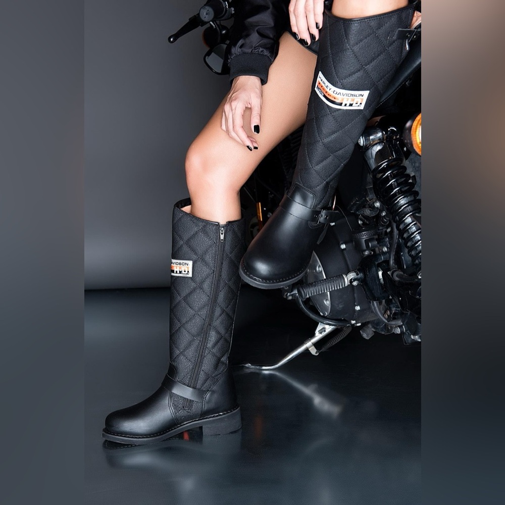 Harley Davidson Laconia Hi 646 Women's Black Quilted Moto Boots